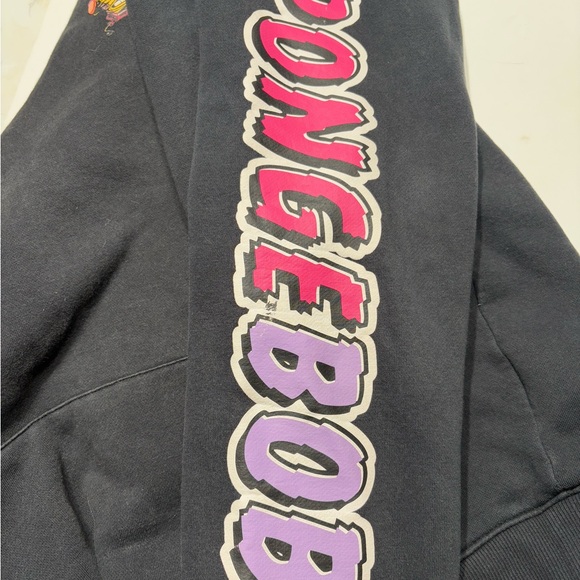 Divided H&M Black Spongebob Hoodie Size XL w/ Patrick "Oh Buoy" Graphic Print - Picture 10 of 13